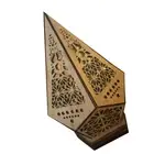 Geometric USB Floor Lamp: Wooden Bohemian for Living/Bedroom