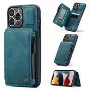 CaseMe Shockproof iPhone 13 Pro Max Leather Case Cover Wallet Apple [Teal Green]