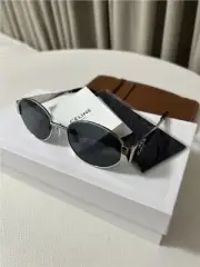 Celine Paris. Celine new. Fashion Celine Sunglasses oval polarized. Silver, gra