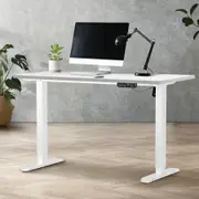 Oikiture 120CM Electric Standing Desk Single Motor Height Adjustable Sit Stand Table White Frame White Tabletop