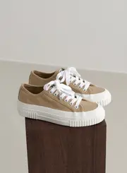 [aim'n] Beige Cotton Canvas Sneakers