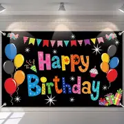 Colorful Happy Birthday Party Decorations Rainbow Birthday Banner Backdrop Large