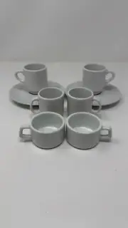 NEW Mixed set of porcelain espresso cups CAC, Libbey and Illy saucers