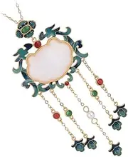 [WOFASHPURET] necklace Locket Shaped Fine Jewelry vintage pendant Jewelry Making Charms Women Jewelry vintage opal jewelry Retro Neck Chain synthetic jade small box Miss accessories