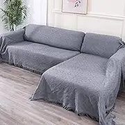 LUFEIJIASHI Sectional Couch Covers l Shape 2 Pieces Couch Covers for Sectional Sofa l Shape with Chaise Large Sectional Sofa Cover for Dog pet Protector Furniture Covers (Grey, Large)