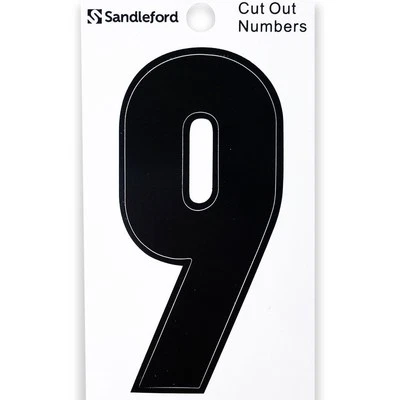 2x Sandleford CUT OUT NUMERALS "9" 85mm Self Adhesive BLACK *Australian Brand