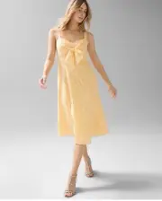 NWT White House Black Market Yellow Tie-Front Eyelet Midi Dress 16