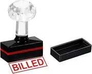 uxcell Billed Stamp Self Inking, Red Ink Office Stamps Pre Inked Message Stamp Refillable Business Stamp, Black