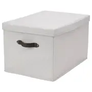 BLÄDDRARE box with lid, grey/patterned, 35x50x30 cm