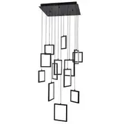Vencha Dahli Modern Metal Square Geometric 13 Light LED Pendant Light - Black - 5000K Neutral White
