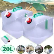 1-2PCS Collapsible Water Container 5.3 Gallon with Spigot Camping Water Storage