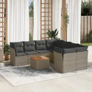 9 Piece Garden Sofa Set Grey Modular Outdoor Furniture Cushions Storage 55864