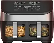 Instant Vortex Plus Dual Air Fryer with Large Double Air Frying Drawers and 8 Smart Programmes - Bake, Roast, Grill, Dehydrate, Reheat, XL Capacity - SyncCook & SyncFinish - Stainless-1700W