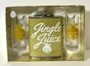 NIB Wild Eye Gold Holiday Flask (7 oz.) & 2 Shot Glasses (2.5 oz.) Gift Set