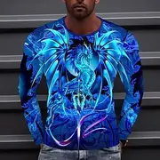 Dragonsword SEABLADE Ruth Thompson-Nina Nylander Men's 3D Dragon T Shirt Long Sleeve T shirt 3D Print Crew Neck Shirt Fashion Exaggerated Street Casual Daily B