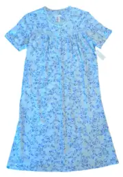 Vintage K-Mart Pink K Waltz Gown, Pale Teal Floral Print 100% Cotton, Size Small