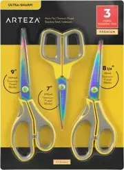 Fabric Scissors, Set of 3 – 7, 8.25, and 9 Inches, Titanium-Coated Stainless ...