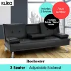 Rochester Faux Leather Sofa Bed Lounge Couch Futon Furniture Suite - Black