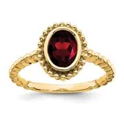 14K Yellow Gold Oval Garnet Ring