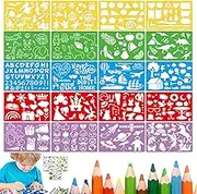 20 Pieces Drawing Stencils Set for Kids, Plastic Painting Stencil Kit Art Drawing Templates for Girls Boys Craft Gifts Children Assist Education Aids (300+ Patterns)