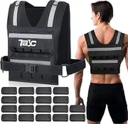 TB3C Adjustable Weighted Vest Men 19lbs/ 30lbs/ 40lbs Weights with Reflective Stripe, Weight Vest Woman Workout Vest for Crossfit, Calisthenics, Running & Walking.
