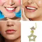 Dangle Star CZ Crystal Top L Shaped Surgical Steel PVD Gold Nose Stud Nostril