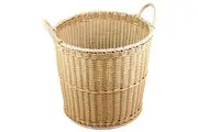 Hand Woven Basket - Laundry Hamper with Handles - Round Weave