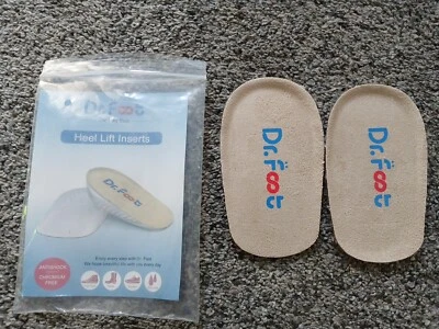 Dr Foot's Height Increase Insoles Heel Cushion Inserts Heel Lift .05" New