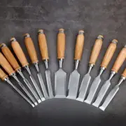 Vintage Japanese Chisel Set 12pcs Woodworking Tool Chrome Vanadium Steel DIY