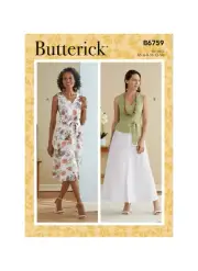 Butterick Sewing Pattern B6759 Misses Dress V Neck Sash and Belt Sizes 6-14 UC