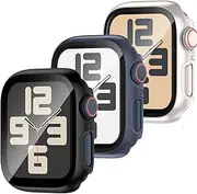 [YJLink] (3 Packs) Case with Screen Protector for Apple Watch 44mm SE Series 6 Series 5 Series 4,with Hard PC Protective Bumper and Ultra-Thin Face Cover for Iwatch SE Series 6 5 4 44mm