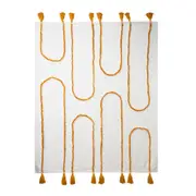 J. Elliot Waverley Cotton Throw 130x160cm Rectangle Sofa Blanket Ivory/Mustard