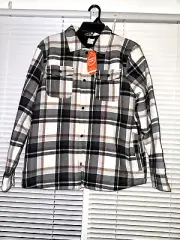 New BOYS TEEN XL 14/16 Husky SHACKET SHERPA PLAID FLANNEL JACKET WONDER NATION
