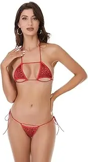 Dadress Women's Sequin Bikini Set Shiny Extreme Sexy Swimsuit Spaghetti Strap Micro Bikini Bathing Suits