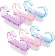 Ipetboom 6pcs Nail Scrub Brush Finger Hand Cleaning Brush with Ergonomic Grip Soft Bristles for Gentle Nail Care Pink