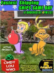 Max + CINDY LOU WHO GRINCH Stealing CHRISTMAS Lights Yard Art FAST FREE SHIPPING