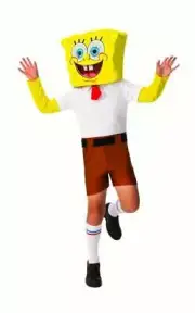Boys SpongeBob Halloween Costume Squarepants Nickelodeon Jumpsuit Mask Socks- S