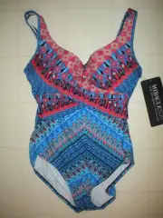 MIRACLESUIT Multicolor Casablanca Escape 1 PC Underwire Swimsuit Sz 12 NWT