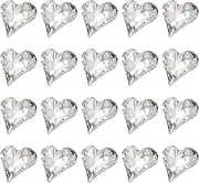 sourcing map 20 Pcs 3D Heart Crystal Transparent Nail Rhinestones 12x13mm K9 Glass Crystal Rhinestones Pointed Back Crooked Heart Gems for Nail Charm Art DIY Craft