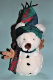 Russ Berrie plush Snowman #2014 NEW, 9 in w hat "Snowbeary" winter, Christmas