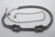 Women Silver Metal Chains Fashion Belt Waistband Tentacles Infinity Buckle S M L