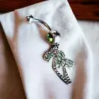 Belly Button Ring Barbell Dangle – Palm Trees Design, 14 Gauge