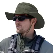 Sun Hats for Men Women, Wide Brim Bucket Hat UV Protection 1-army Green