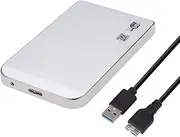 Slim Super Speed 6Gbps Aluminum 2TB 2.5" SATA SSD HDD Hard Disk Drive Box USB 3.0 External Enclosure Case Caddy + USB Cable Silver 2.5in