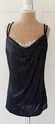 Simply Be Ladies Black Sparkly Cowl Neck Strappy Party Top Blouse Size 12 BNWT