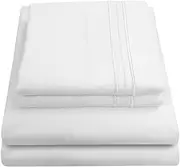 Queen Size Bed Sheets - Breathable Luxury Sheets with Full Elastic & Secure Corner Straps Built in - 1800 Supreme Collection Extra Soft Deep Pocket Bedding Set, Sheet Set, Queen, White