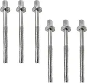 Drum Tension Rods Set, 45mm, 6 Pieces with Washers, Mounting Screws for Jazz Snare Drum