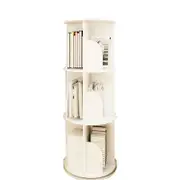 3 Tiers Versatile Round Wooden Rotating Swivel Bookshelf Bookcase Cabinet White 97CM