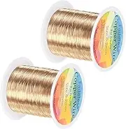 uxcell 2-Rolls 0.2mm Jewelry Wire, 32 Gauge 328FT Craft Wire Copper Beading Wire for Jewelry Making/Planting/Weaving/DIY Crafting, Soft Metal Wires [100M, Champagne Gold]