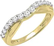 [Dazzlingrock Collection] 0.55 Carat (ctw) Round Diamond Ladies Wedding Guard Contour Band 1/2 CT, 14K Gold
